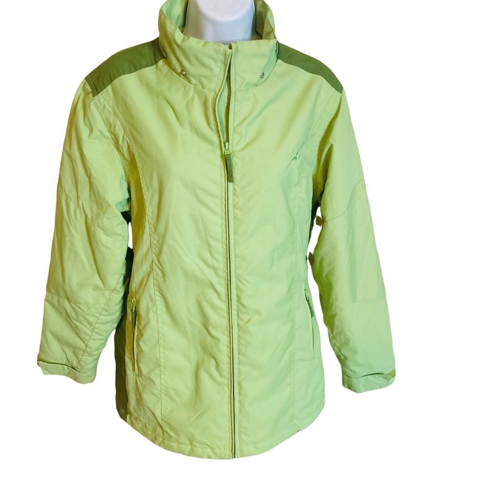 Athletech green zip front nylon jacket size Small